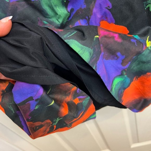 Milly Floral Abstract Colorful Black Mini Dress Size 4 - Picture 11 of 12